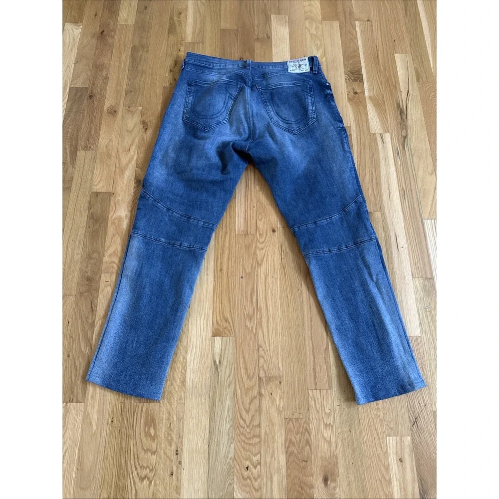True‎ Religion Rocco Jeans Mens 32x28 Relaxed Skinny Biker Moto Distressed Denim